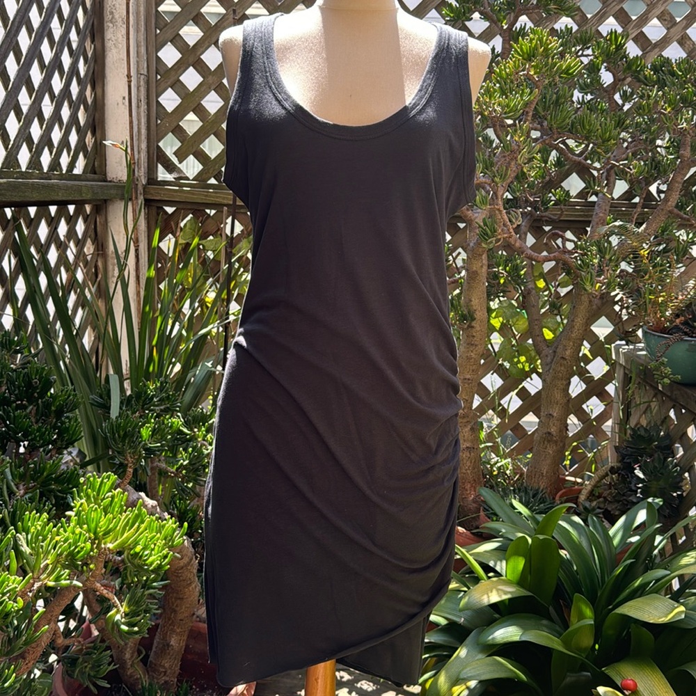 WASABI+MINT BLACK RUCHED DRESS.  Sleeveless NWT Cotton knit fully lined Medium